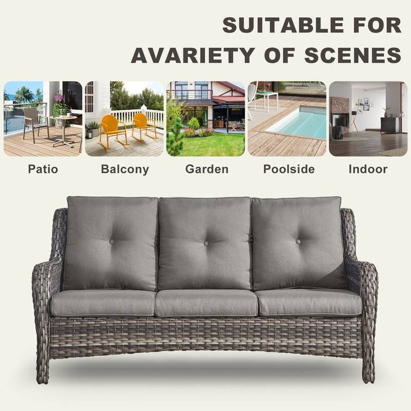 Gymojoy Outdoor Sofa Chair Ottoman Seating with Cushions