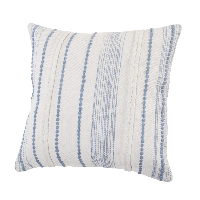 Drow Farmhouse Striped Cotton Throw Pillow by Sevita