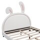 preview thumbnail 8 of 43, Modern Upholstered Leather Platform Bed, with Rabbit Ornament and Leather Headboard