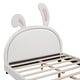 preview thumbnail 17 of 25, Full Size Upholstered Leather Platform Bed Frame with Rabbit Ornament Headboard and Slats Support for Kids, Teens