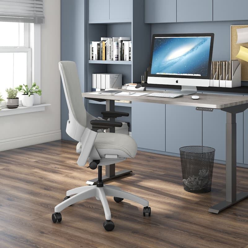 Furniture of America Hudson Modern Grey ANSI-BIFMA Certified Fabric Height Adjustable Office Desk Chair