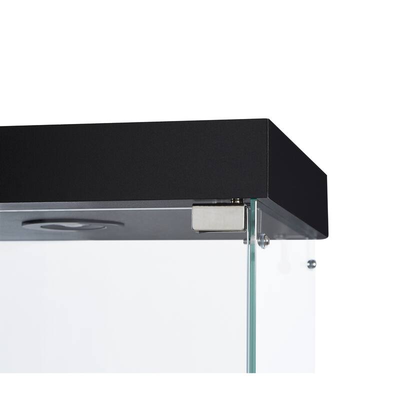 4-Tier Double Glass Door Display Bookshelf with Two Locks and 2 Lamp