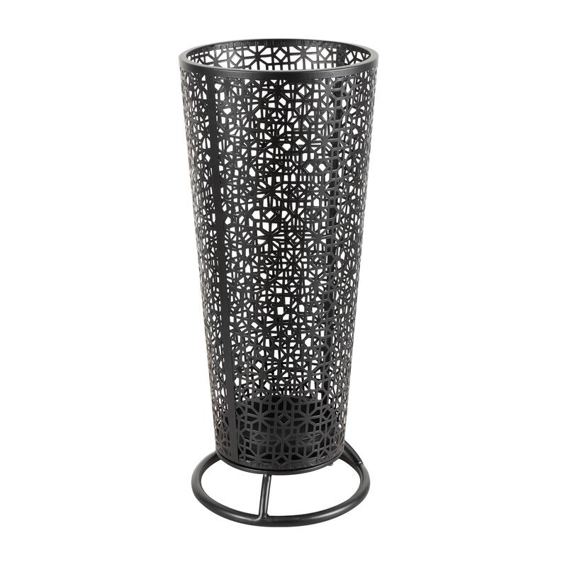 Black Metal Cone Shaped Geometric Umbrella Stand with Circular Ring Base