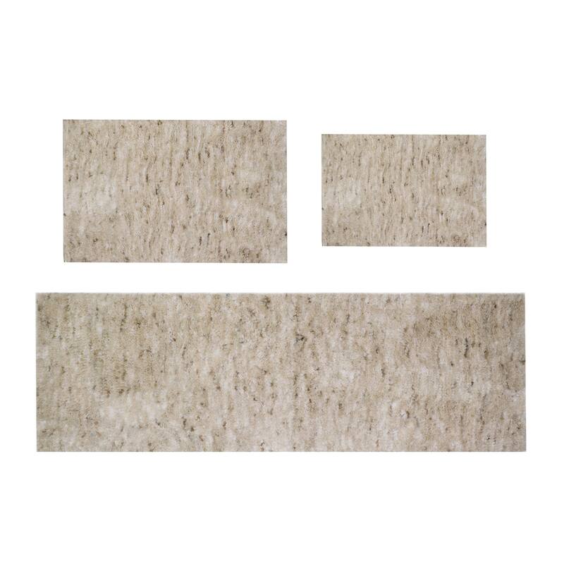 Home Weavers Cloud Comfort 100% Microfiber Bathroom Rug, Non Slip Bath & Water Absorbent Soft Bath Mat - 3 PC Set with Runner