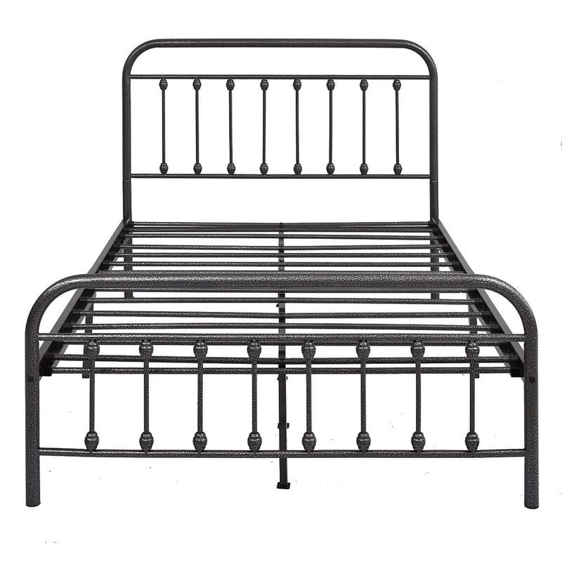 Metal Platform Bed Frame featuring a Headboard, Sturdy Slat Support, No Box Spring Required, and Easy to Assemble‌.