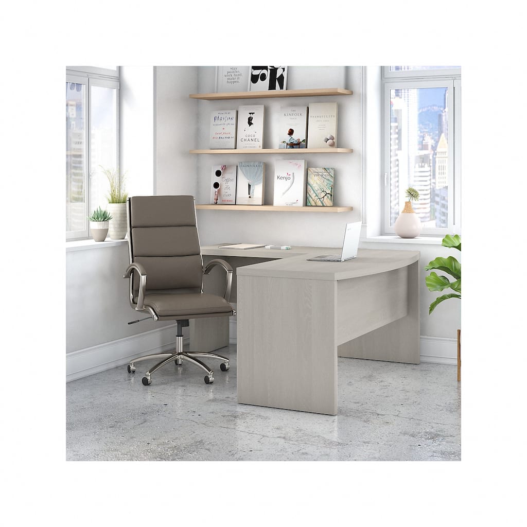Echo L Shaped Bow Front Desk with Chair by Bush Business Furniture