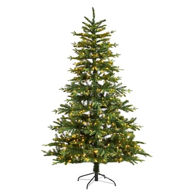 7ft. Spruce Artificial Christmas Tree with 650 Warm White LED Lights & 1575 Branches - Bright Seasonal Holiday X-Mas Glow