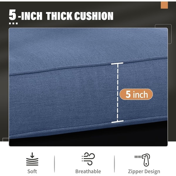 dimension image slide 4 of 6, Royalcraft 4-Piece All-Aluminum Patio Set with 5" Cushions & 3.2" Widened Armrest, Seats 5, 250 lbs - 4-Piece Sets