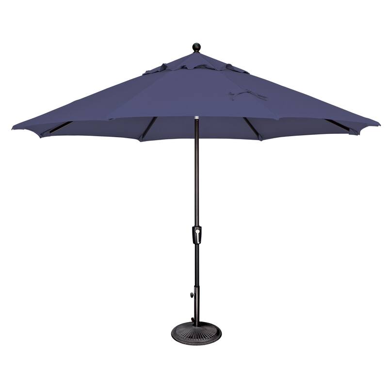 SimplyShade Catalina 11' Octagon Push Button Tilt Umbrella, Black Frame Finish - Blue Sky