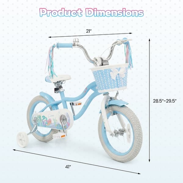 Gymax 14'' Kids Bike Toddler Bicycle w/Training Wheels Hand & Coaster - 14'' Blue