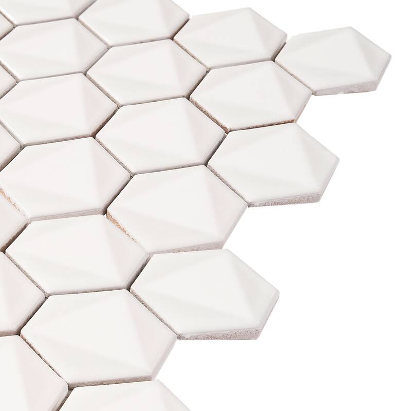 3D Hexagon 2" x 2" Glossy Porcelain Mosaic Tile