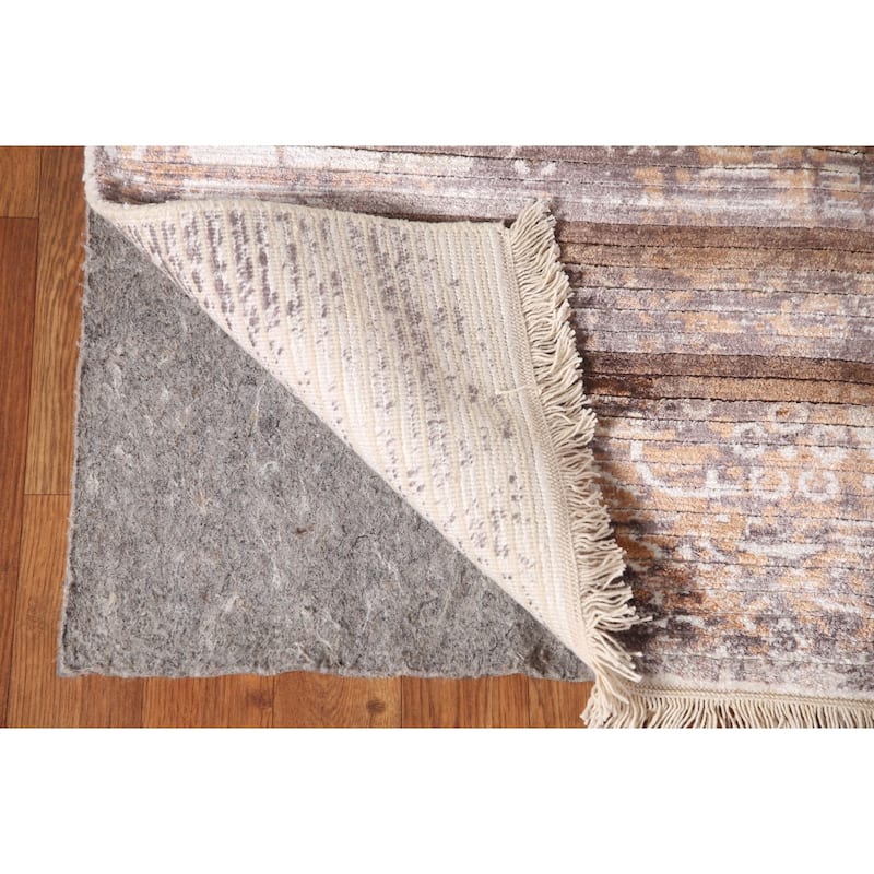 Striped Abstract Accent Rug Handmade Wool Carpet - 4'0"x 5'10"