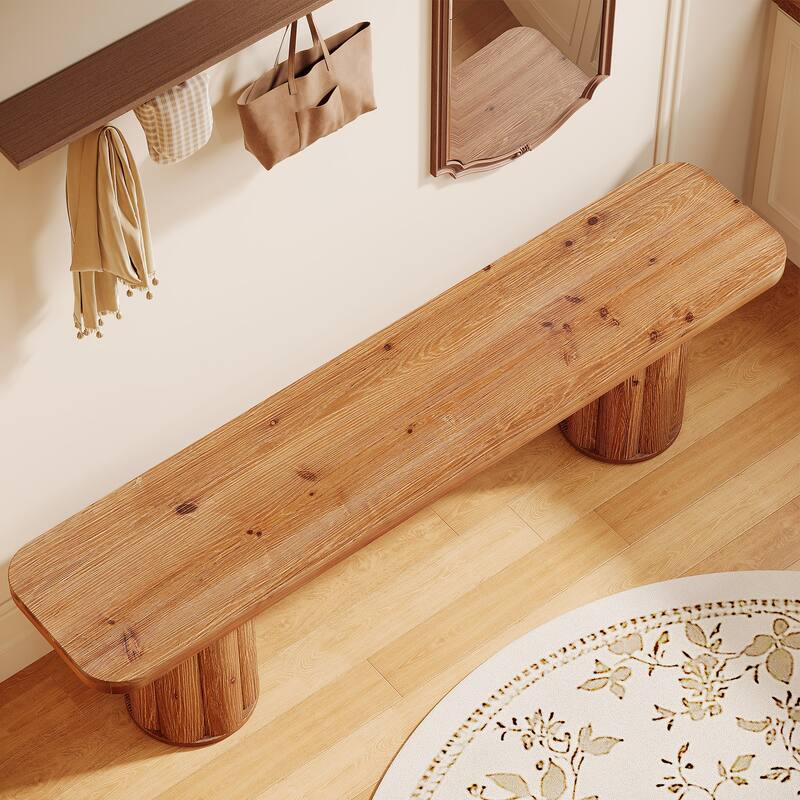 63" Extra Long Solid Wood Entryway Bench, Dining Bed End Accent Bench Seat for Living Room Foyer Bedroom
