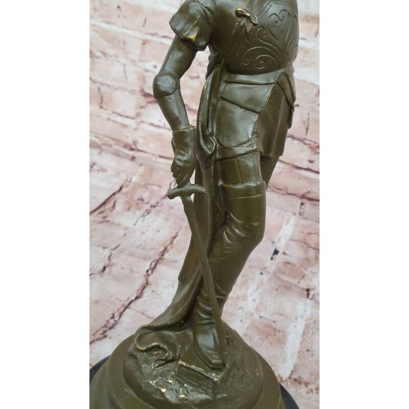 Spanish Conquistador Bronze Sculpture With Sword - Historical Military Explorer Art