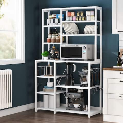Kitchen Bakers Rack with Hutch and Shelves,5-Tier Kitchen Utility Storage Shelf