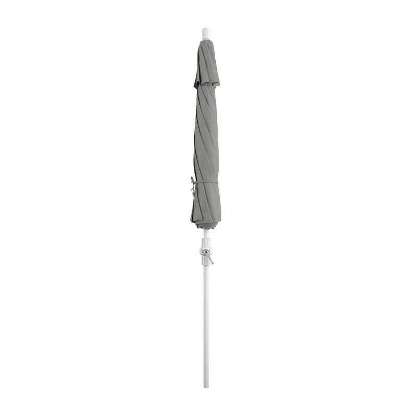 California Umbrella 9' Rd.Crank Lift, Collar Tilt, Aluminum Pole, Fiberglass Rib Patio Umbrella, White Finish, Sunbrella Fabric