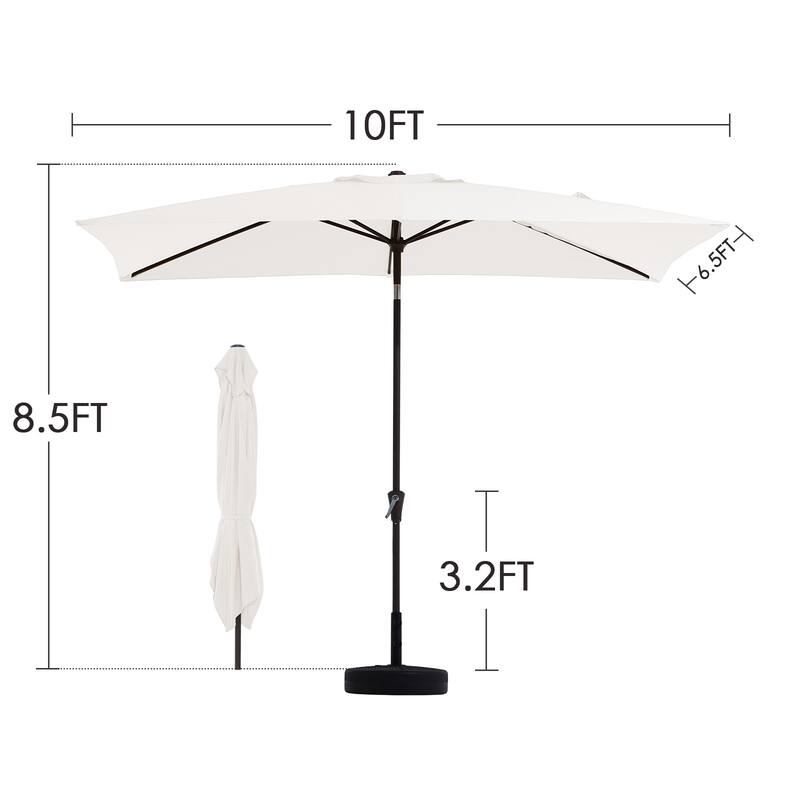 6.5*10ft Rectangular Patio Market Umbrella with Crank & Tilt, UV & Water-Resistant Canopy