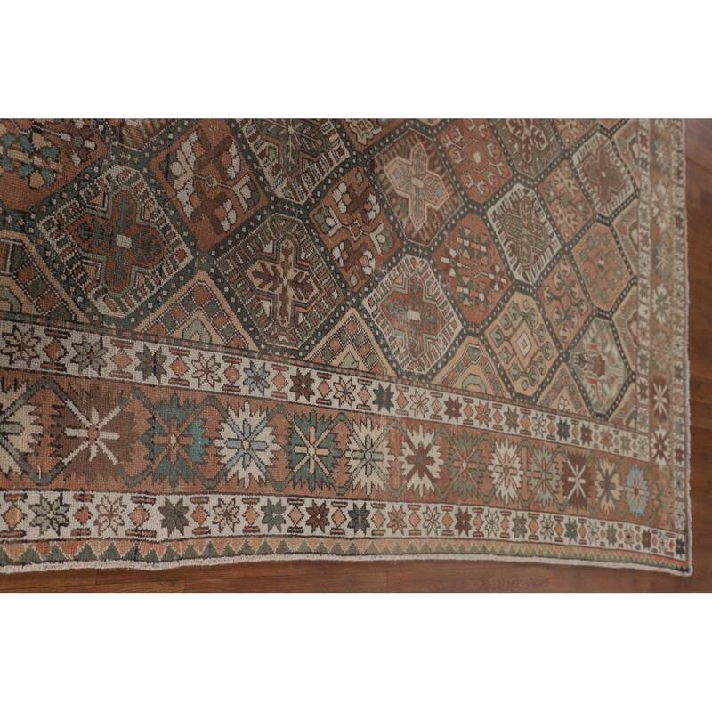 Garden Design Bakhtiari Persian Vintage Rug Hand-Knotted Wool Carpet - 6'10"x 9'10"