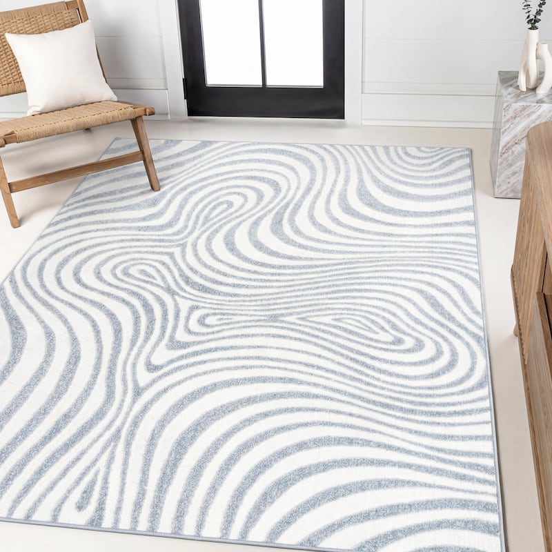 JONATHAN Y Maribo Minimalist Scandi Striped Navy/ivory Area Rug