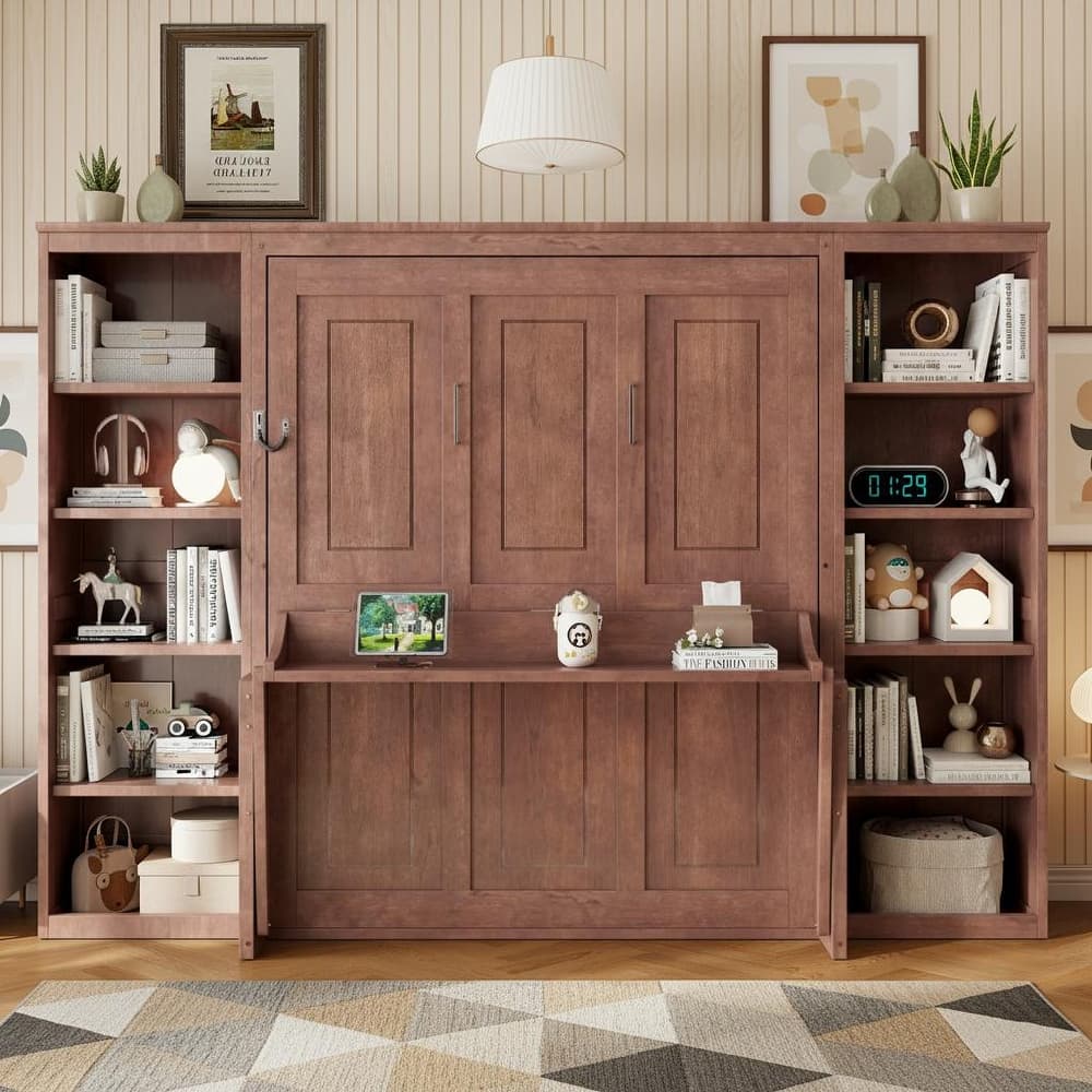 Murphy Bed with Built-In Desk and Bookshelf by Harper&Bright Designs
