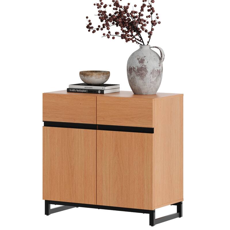 WAMPAT Modern TV Stand with Storage Cabinets for Living Room,Bedroom,Brown
