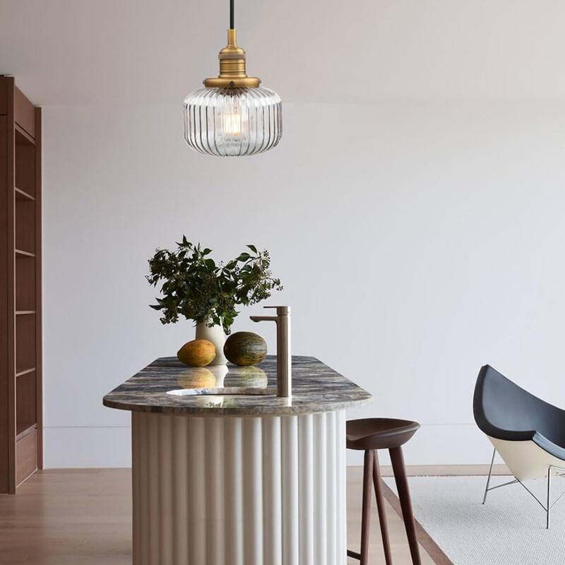 1 Light light bulb gold table lamp glass shade, metal base pendant light