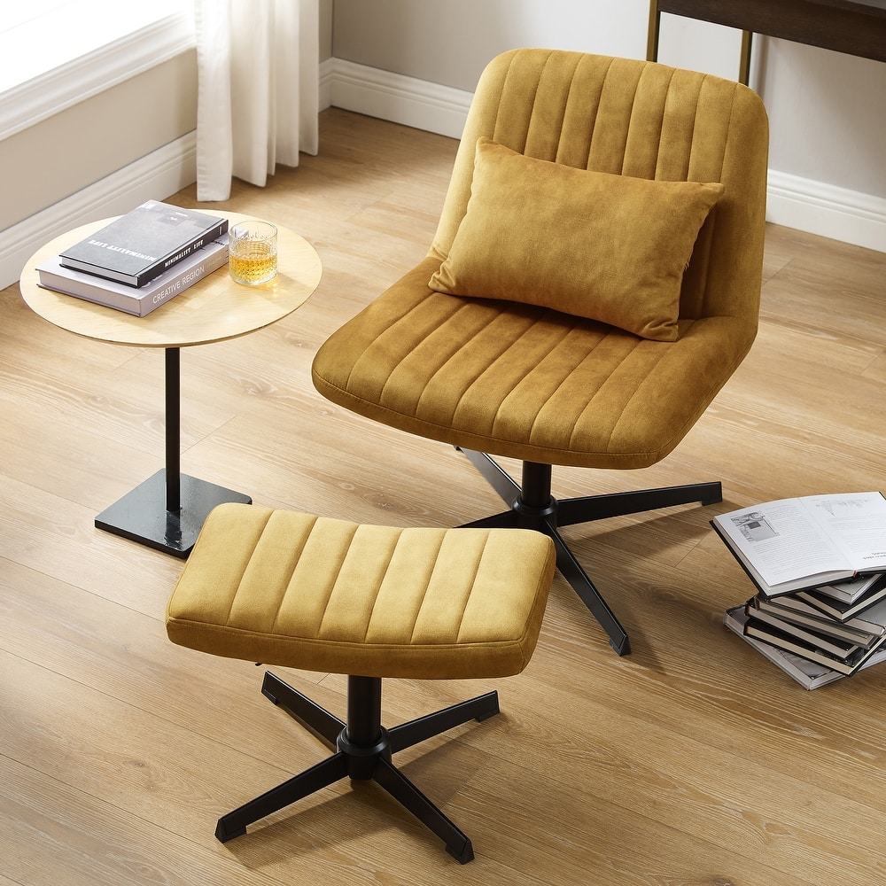 Art Leon Swivel and Adjustable Accent Chair with Ottoman