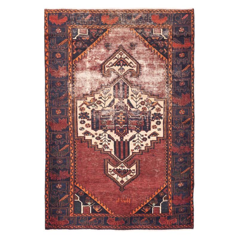 ECARPETGALLERY Hand-knotted Antalya Vintage Dark Red Wool Rug - 4'11 x 7'5