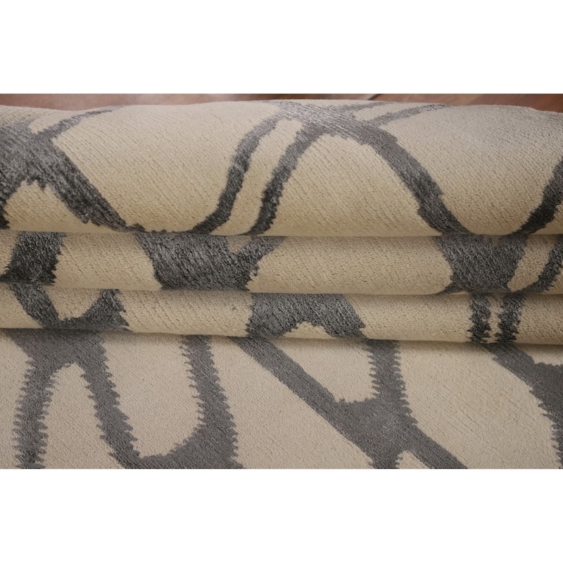 All-Over Abstract Modern Area Rug Handmade Wool Carpet - 7'11"x 9'9"