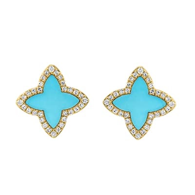 EFFY 14K Yellow Gold Diamond,Turquoise Earrings