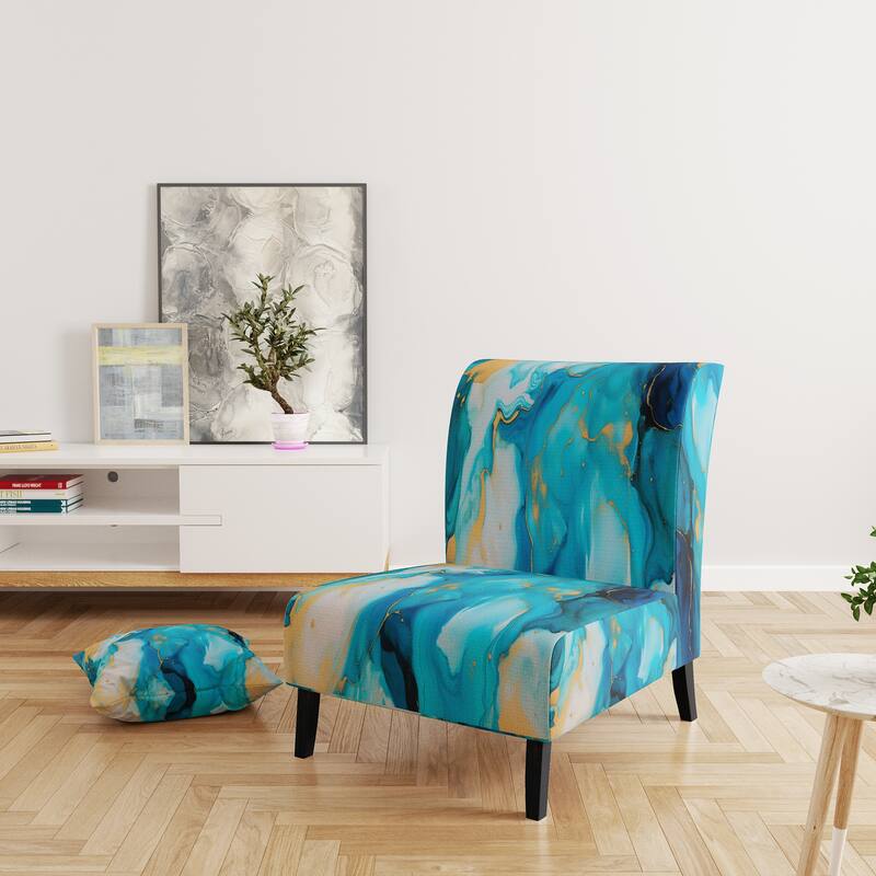Designart "Segment Layers of Marbled Rock" Upholstered Fractals Accent Chair and Arm Chair - Slipper Chair - Green
