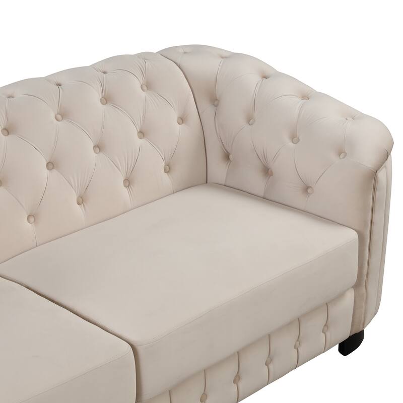 64.3" Velvet 2-Seat Sofa with Solid Wood Frame and Ergonomic Backrest - Soft Padded Seat