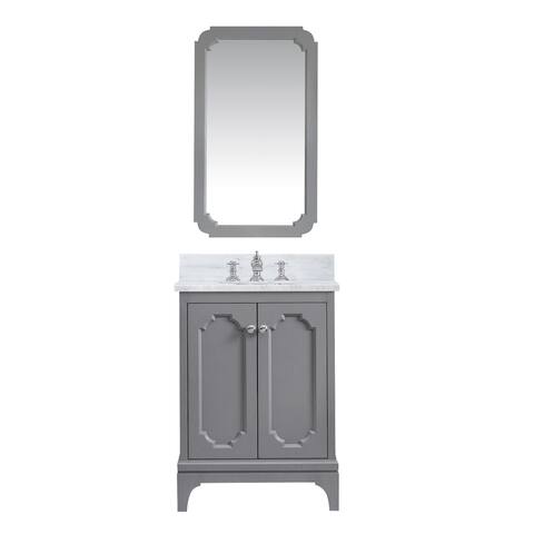 Queen Carrara White Marble Countertop Vanity with Mirror and Faucet
