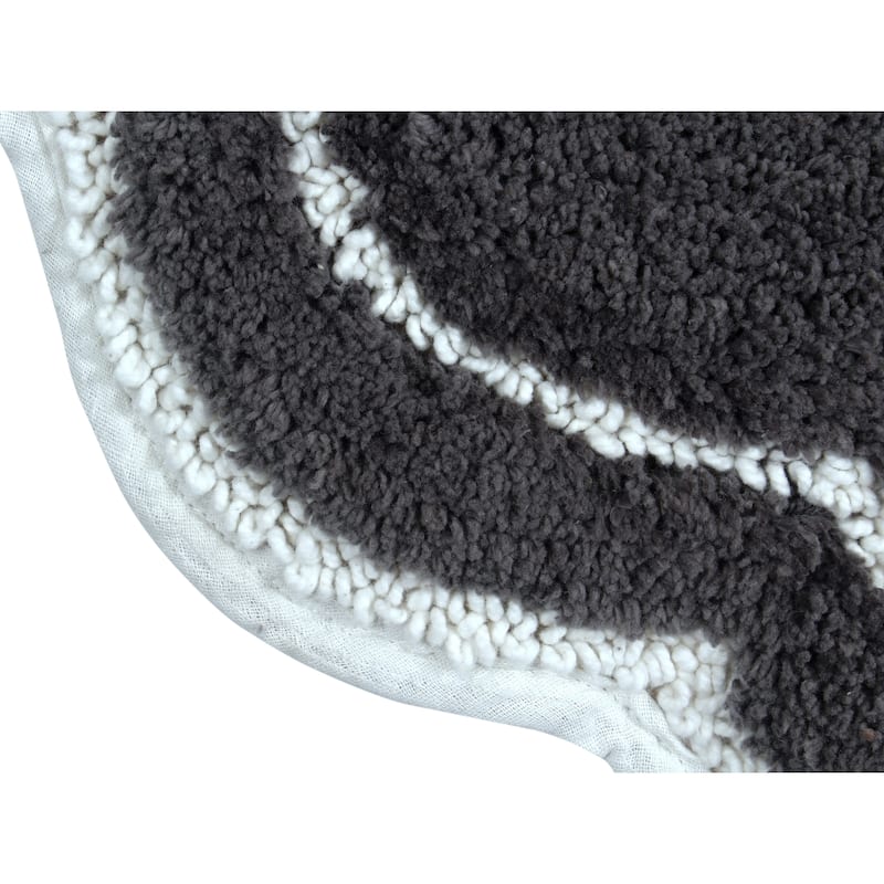 Allure Collection 100% Cotton Non-Slip Bathroom Rug Set, 3 Piece Machine Washable- Bathroom Rug, Bath Rug, U Shaped Contour