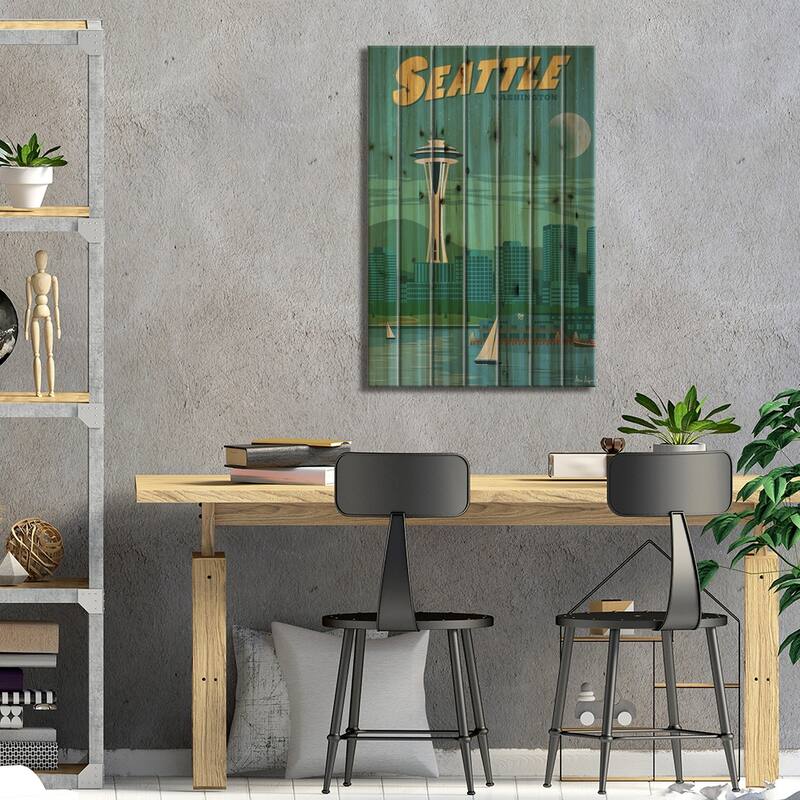 Seattle Print On Wood by IdeaStorm Studios - Multi-Color