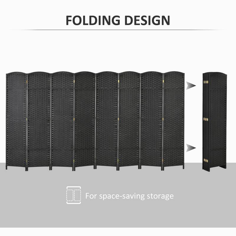 HOMCOM Room Divider, 8 Panel Folding Privacy Screen, 5.6' Tall Freestanding Wall Partition