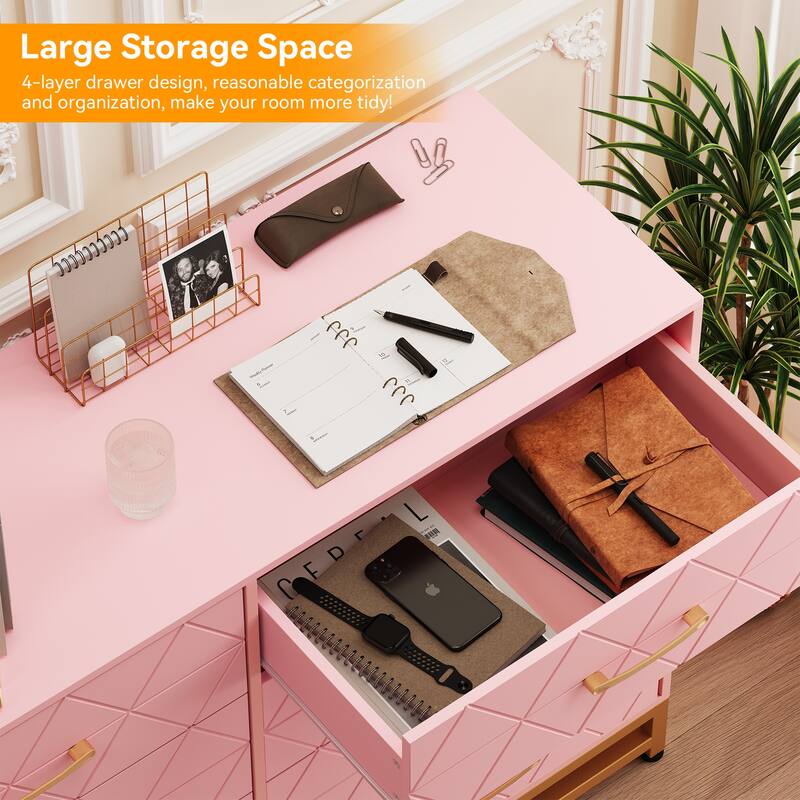 8 Drawer Dresser with Metal Handles for Bedroom