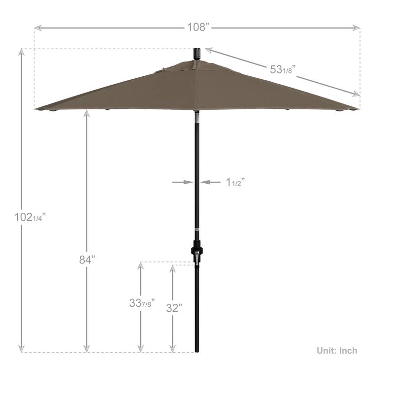 California Umbrella 9' Rd Golden State Series Patio Umbrella Black Aluminum Frame Crank Lift Collar Tilt Sunbrella Cilantro
