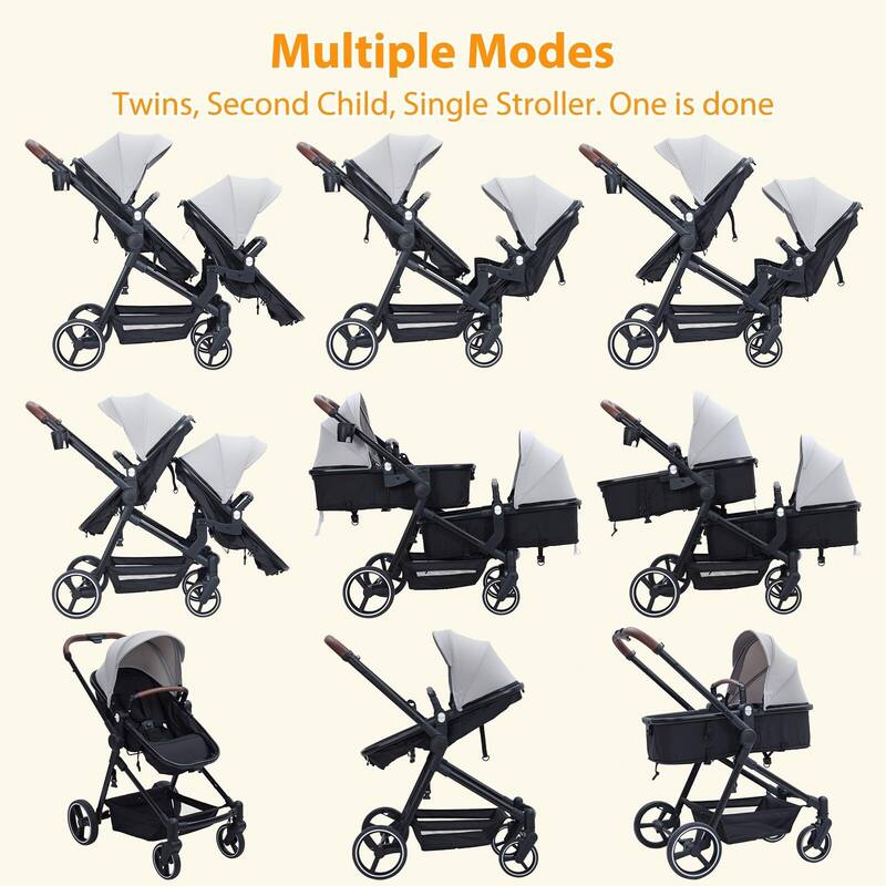 Double Stroller Track Tandem Stroller for Infant and Toddler