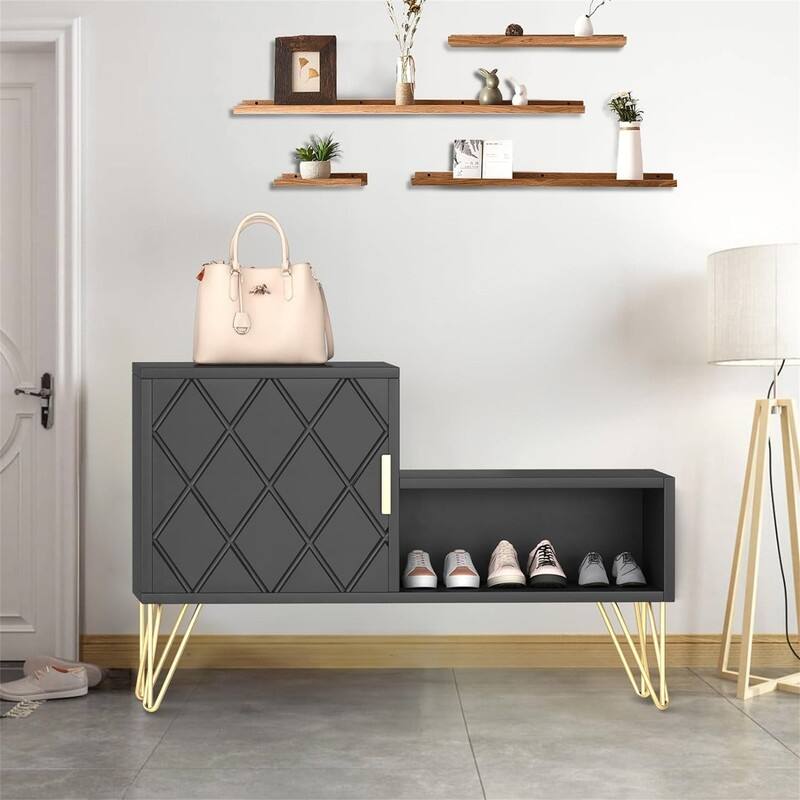 Storage Bench with 2 Compartments - 11.4"D x 29.1"W x 18.9"H