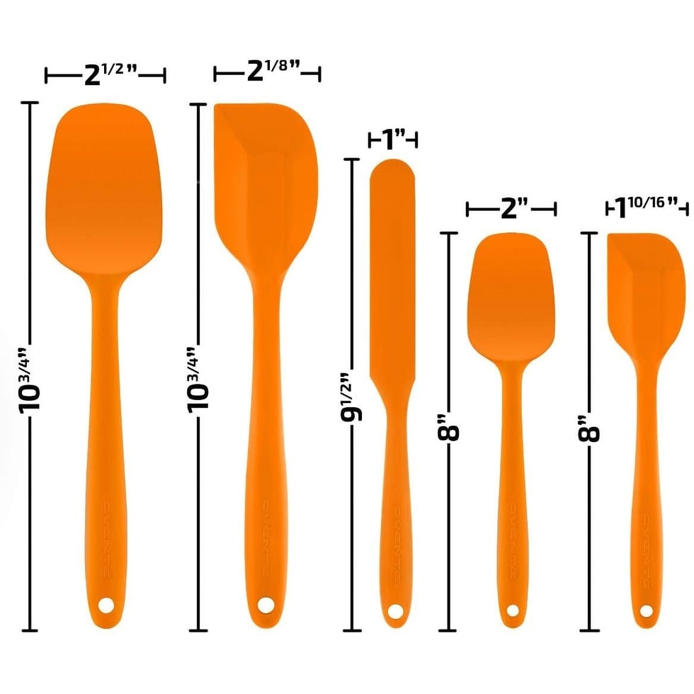 OVENTE Orange Non-Stick Silicone Spatula Set with Heat Resistant