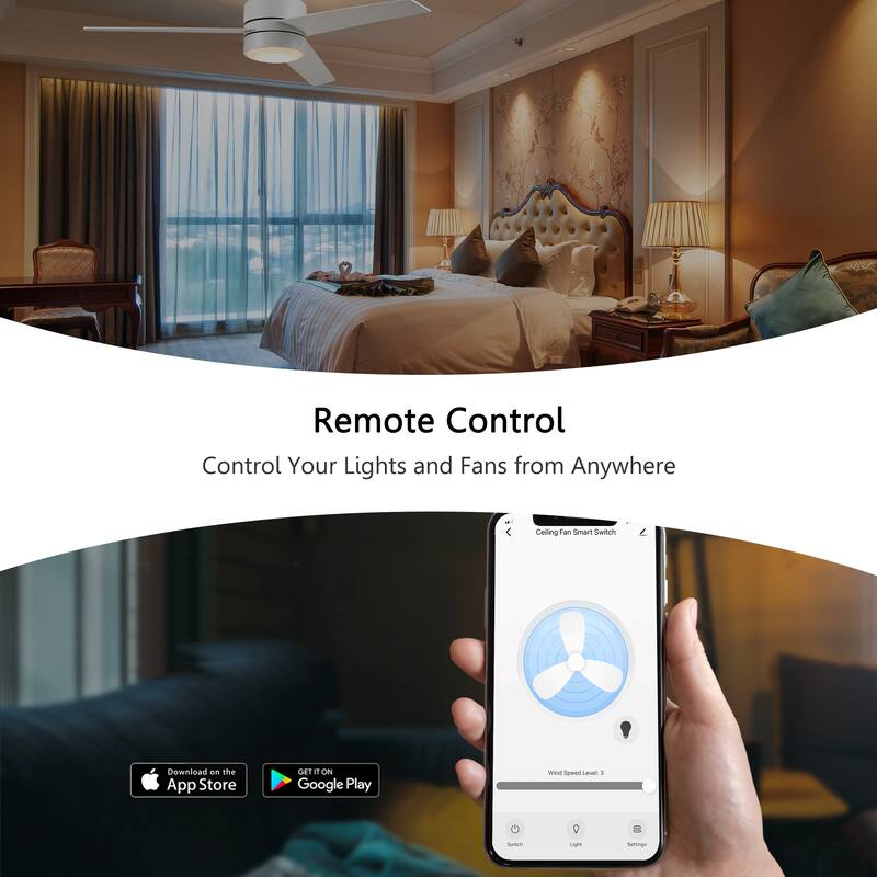 CARRO Smart Ceiling Fan Wall Switch (1 Gang), Works with Alexa, Google Home and Siri (Capable of controlling AC ceiling fans)