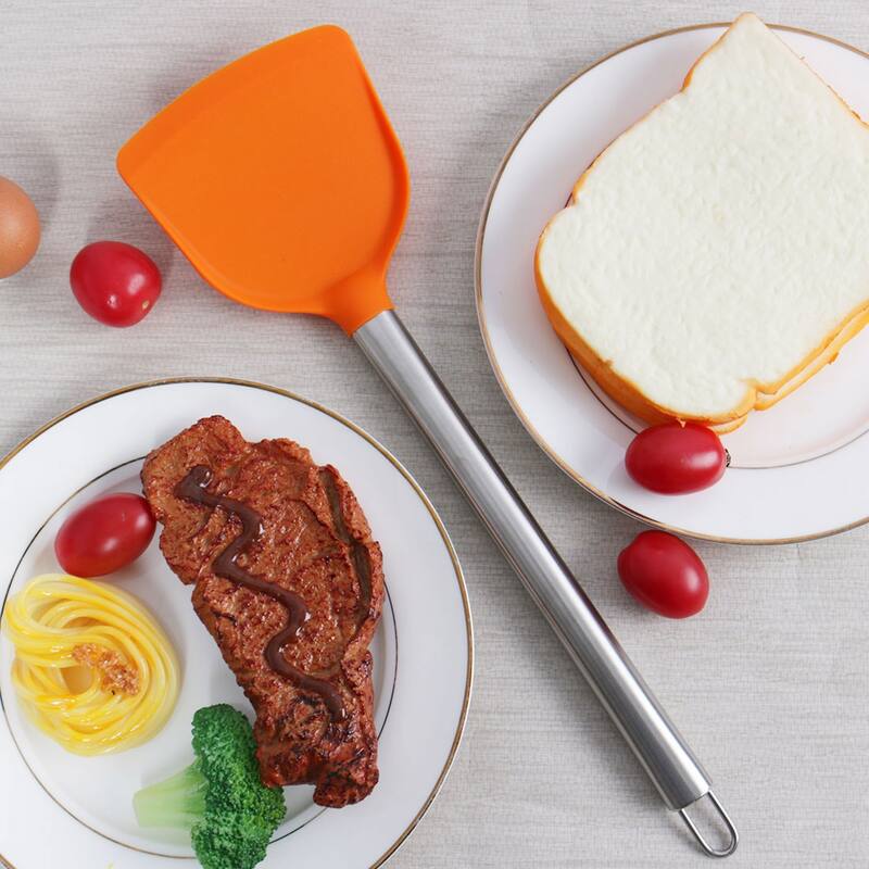 Silicone Turner Spatula Heat Resistant Non Stick for Cooking Baking - 13.6" x 3.9"(L*W)