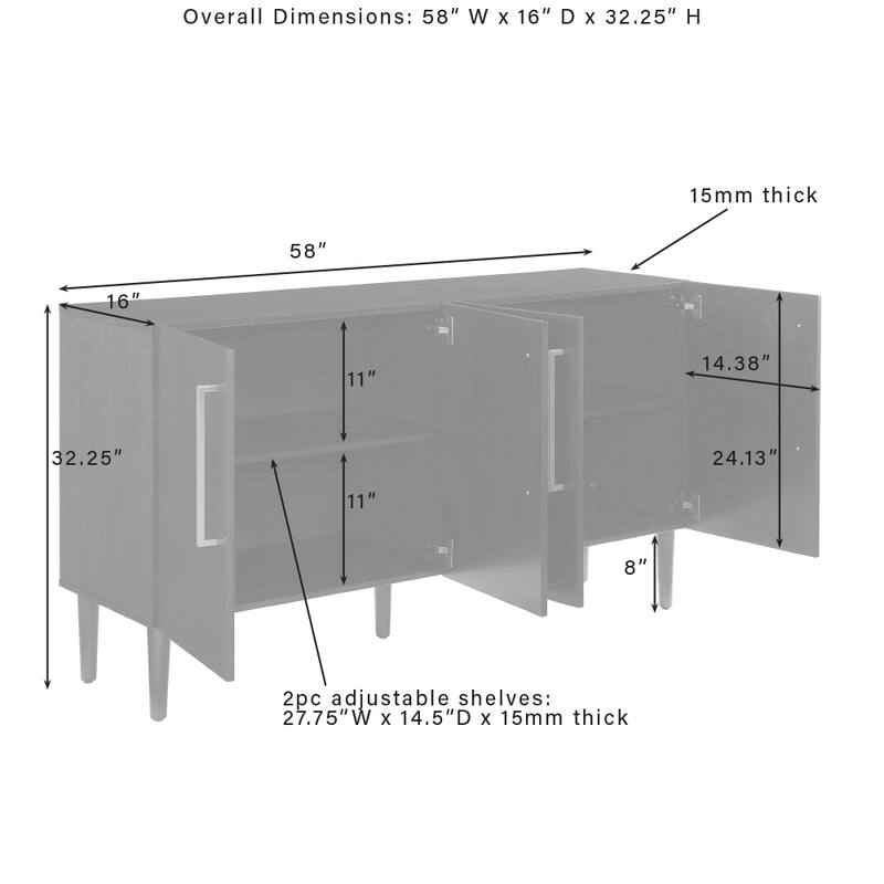 Crosley Everett Sideboard - 62"x19"x8"