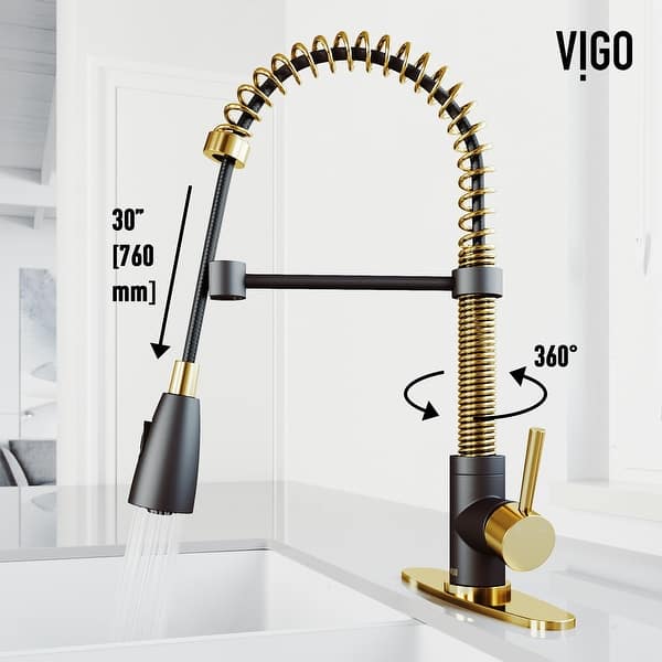 dimension image slide 1 of 10, VIGO Brant Pull-Down Kitchen Faucet