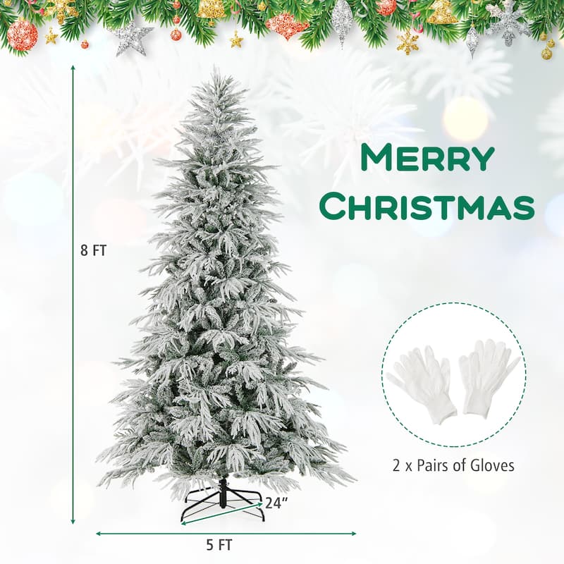 Costway 6/7/8 FT Artificial Christmas Tree with 820 PE PVC Branch Tips - Green & White - See Details