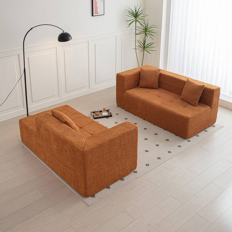 Modular L-Shaped Sectional Floor Couch Tufted Lounge Sofa with Chaise