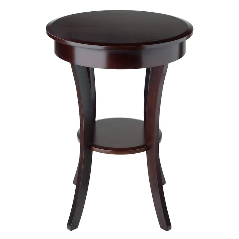 Sasha Round Accent Table, Cappuccino - 20"W x 20"D x 27"H.