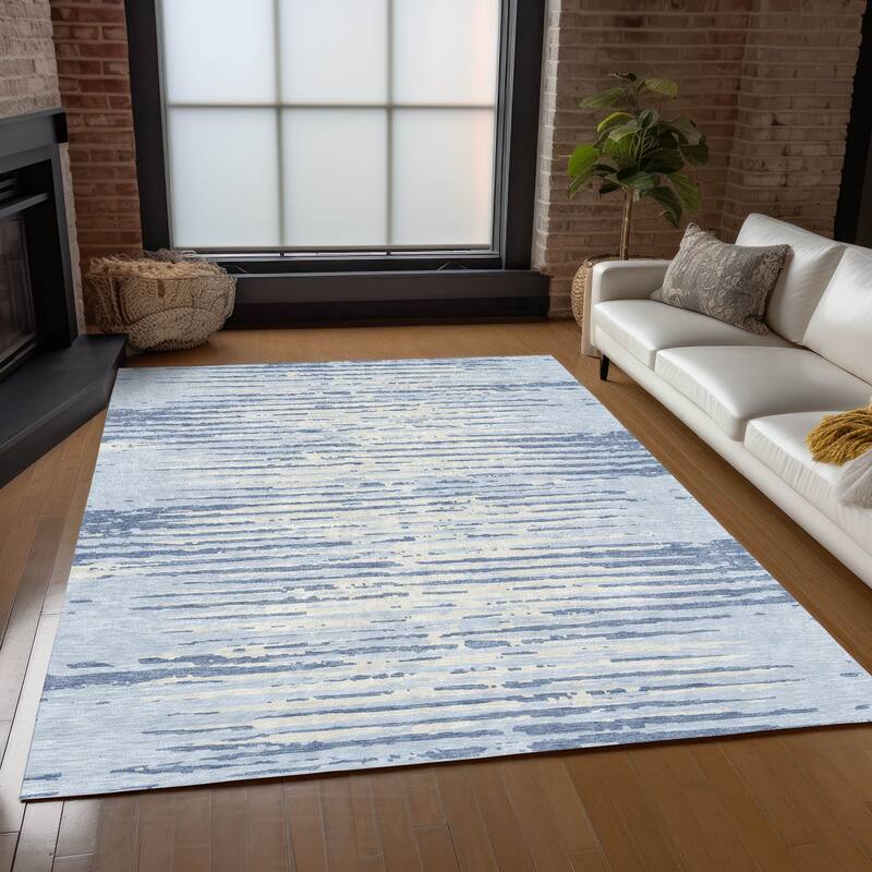 Machine Washable Indoor/ Outdoor Ombre Chantille Abstract Rug