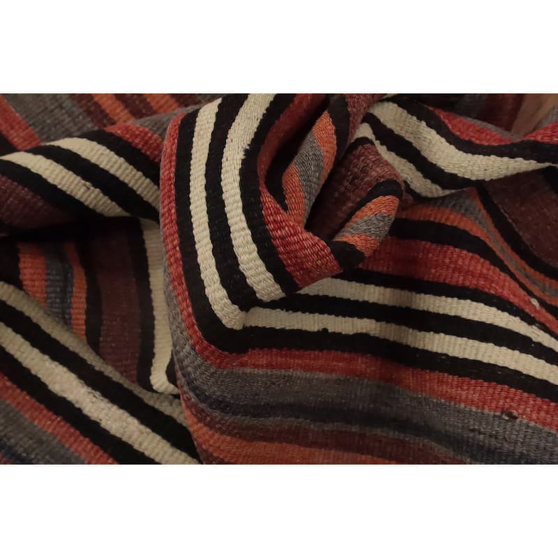 Hand Woven Oriental 100% Wool Carpet Southwestern Geometric Multi-Colored Kilim Area Rug - 8' 11'' X 4' 8''